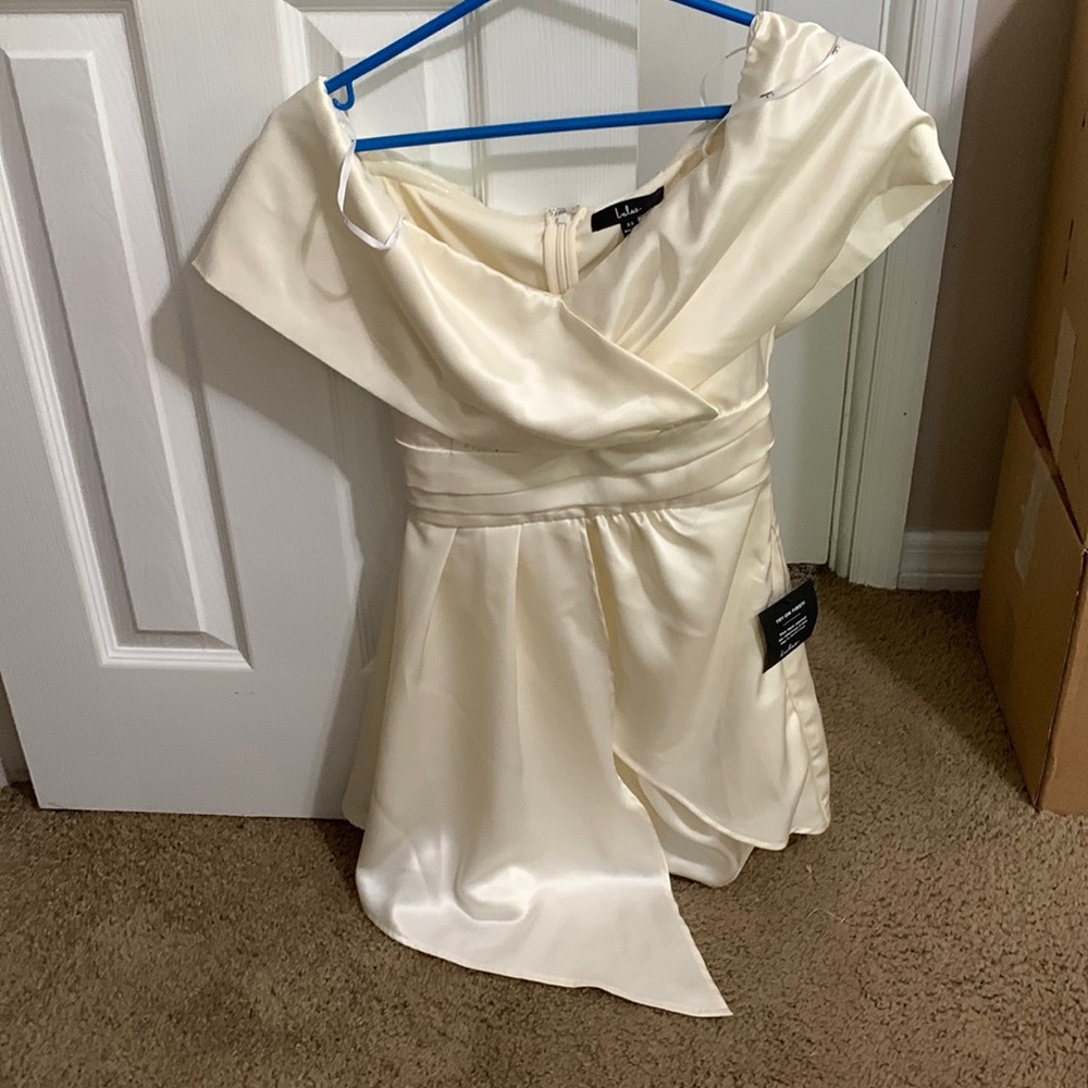 Lulus Satin off the shoulder dress BRAND NEW